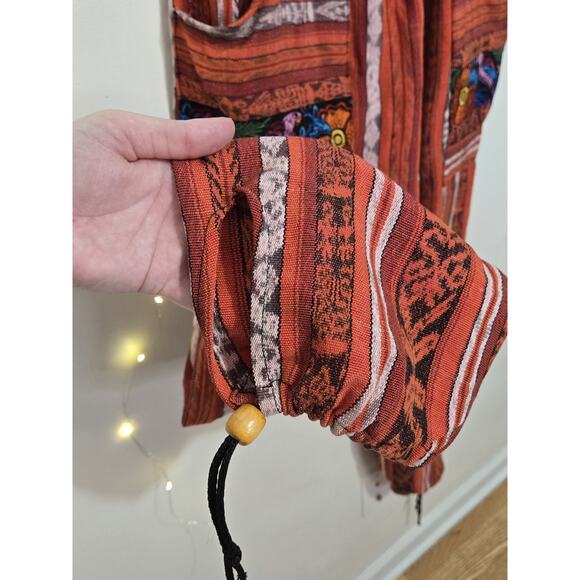 VINTAGE Women's Guatemalan Huipil Tapestry Floral Overalls Jumpsuit M Hippie - Picture 9 of 15
